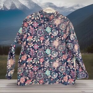 Blair Shirt Womens XL‎ Blue Floral Paisley Long Sleeve Cowl Neck Pullover Top